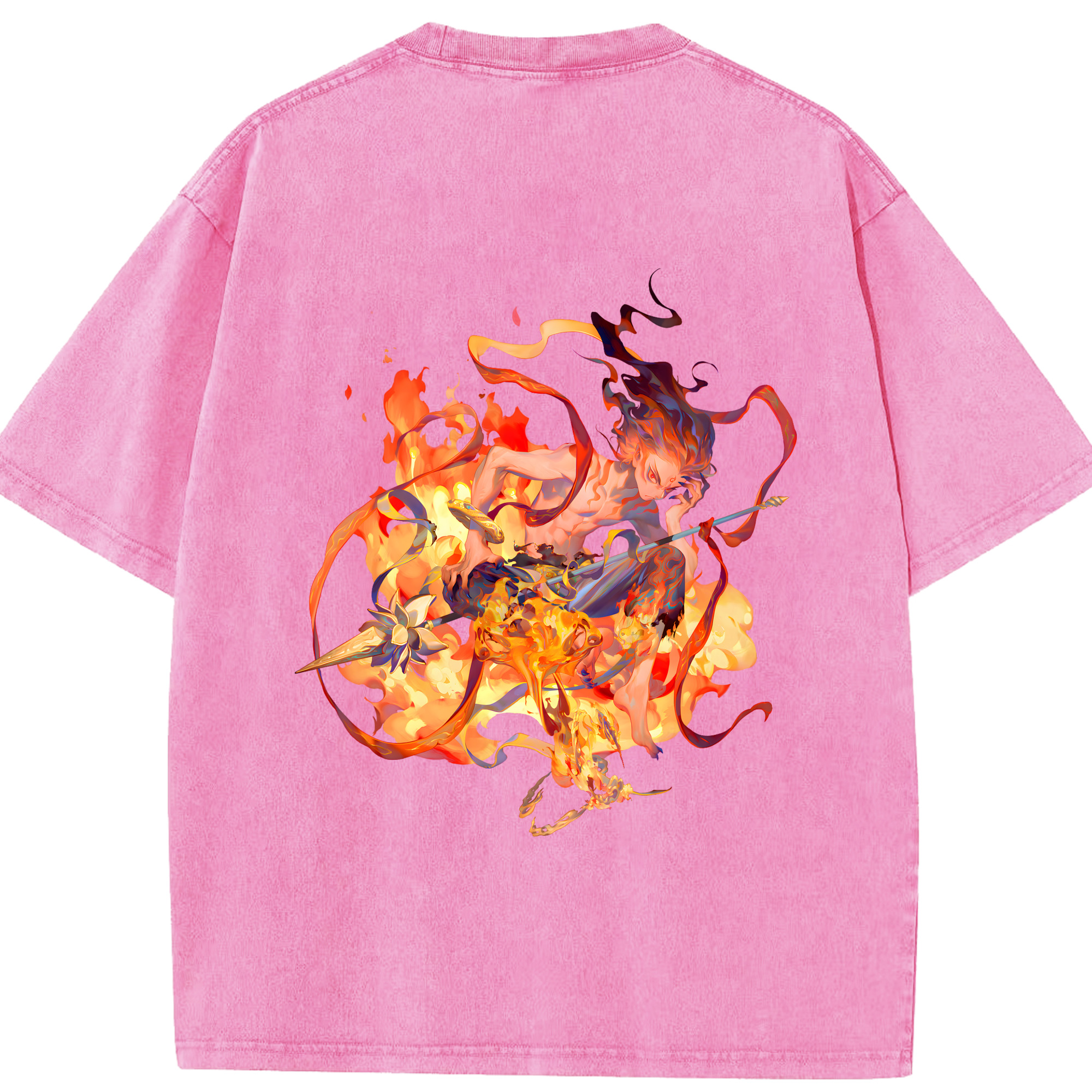 （画像用） Ne Zha 2 ナタ 魔童の大暴れ 綿100% ヴィンテージ風 半袖Tシャツ（背面プリント）